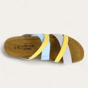 NAOT Roxana Strappy Slip-On Sandal Size 37 Gray/blue/Yellow New In Box